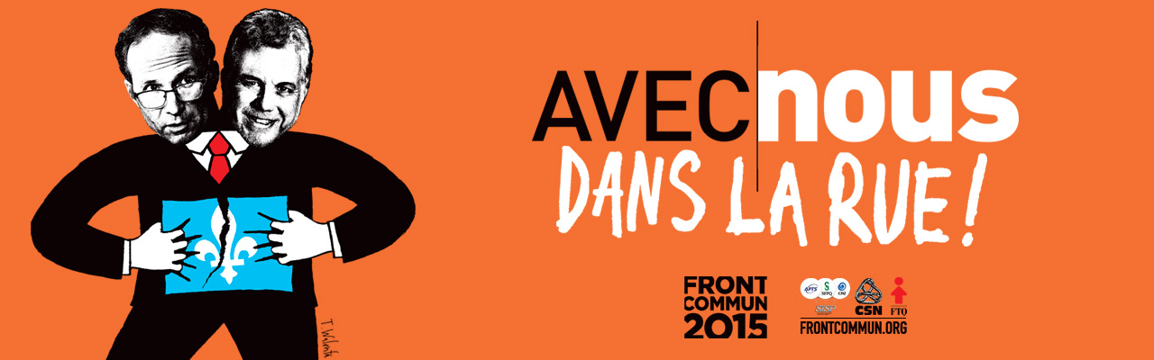 Avec nous, dans la rue! - Grande manifestation du Front commun à Montréal le 3 octobre.