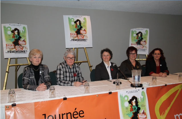 Conférence de presse avec ministre C. St-Pierre le 23 fév. en lien avec le 8 mars 2012